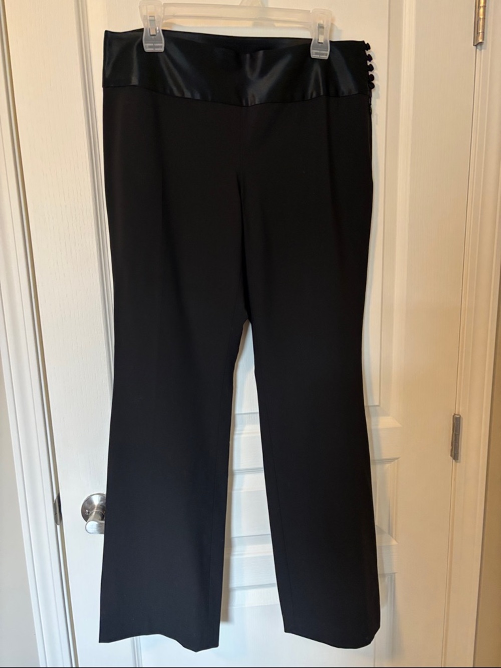 Classic Banana Republic Black Women's Wide-Leg Ponte Pants with Satin Waist
